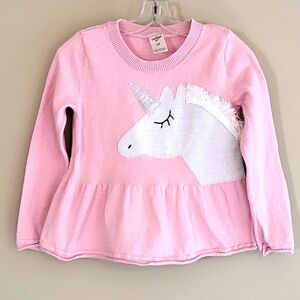 OshKosh B'gosh light pink peolum unicorn pullover sweater